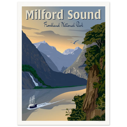 Milford Sound - Fiordland National Park - Travel Poster, New Zealand