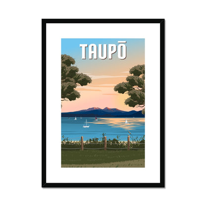 Taupō Sunset Peaks Framed & Mounted Print