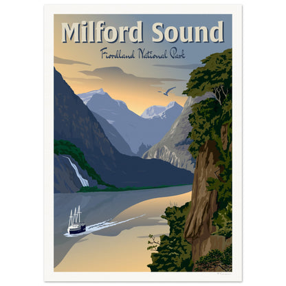 Milford Sound - Fiordland National Park - Travel Poster, New Zealand