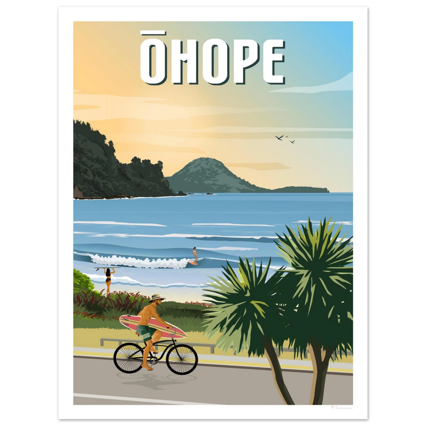 Ōhope Beach Daytime - Travel Poster, New Zealand