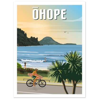 Ōhope Beach Daytime - Travel Poster, New Zealand