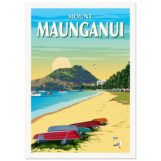Mount Maunganui - Pilot Bay - Travel Poster, New Zealand