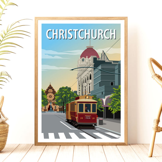 Christchurch Travel Poster, New Zealand