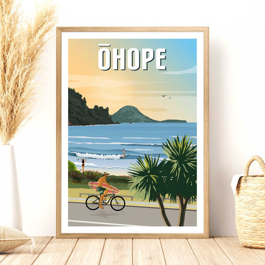 Ōhope Beach Daytime - Travel Poster, New Zealand