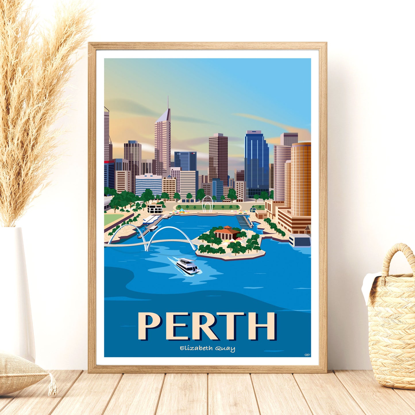 Perth - Elizabeth Quay - Travel Poster, Australia