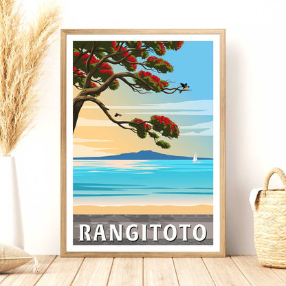 Rangitoto Travel Poster, New Zealand