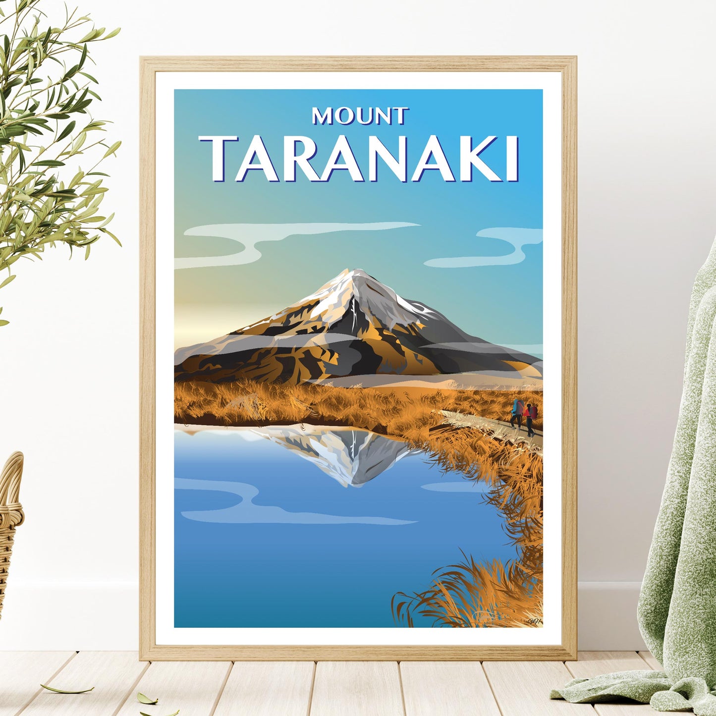 Mount Taranaki, Autumn Travel Poster, New Zealand