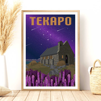 Tekapo Travel Poster, New Zealand