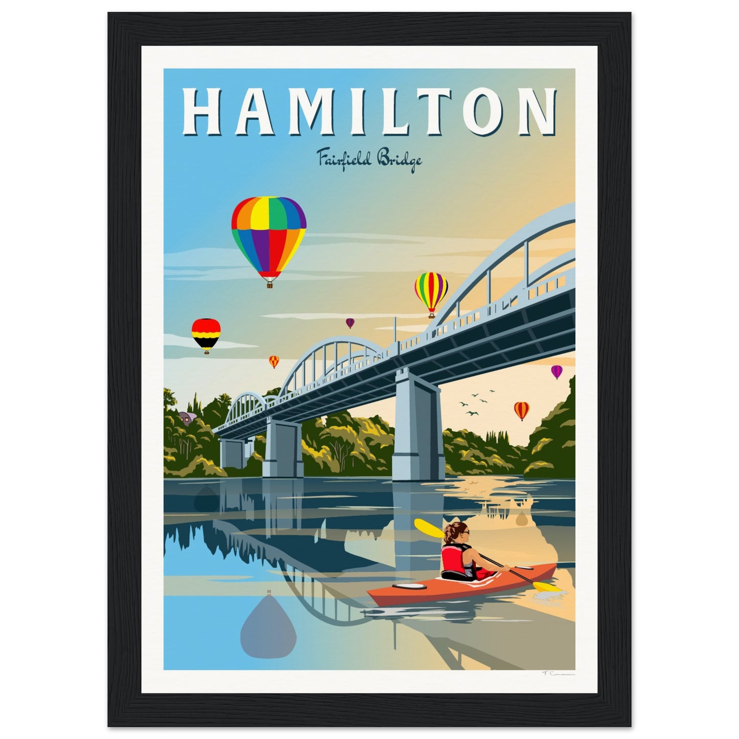 Hamilton - Fairfield Bridge - Travel Poster, New Zealand