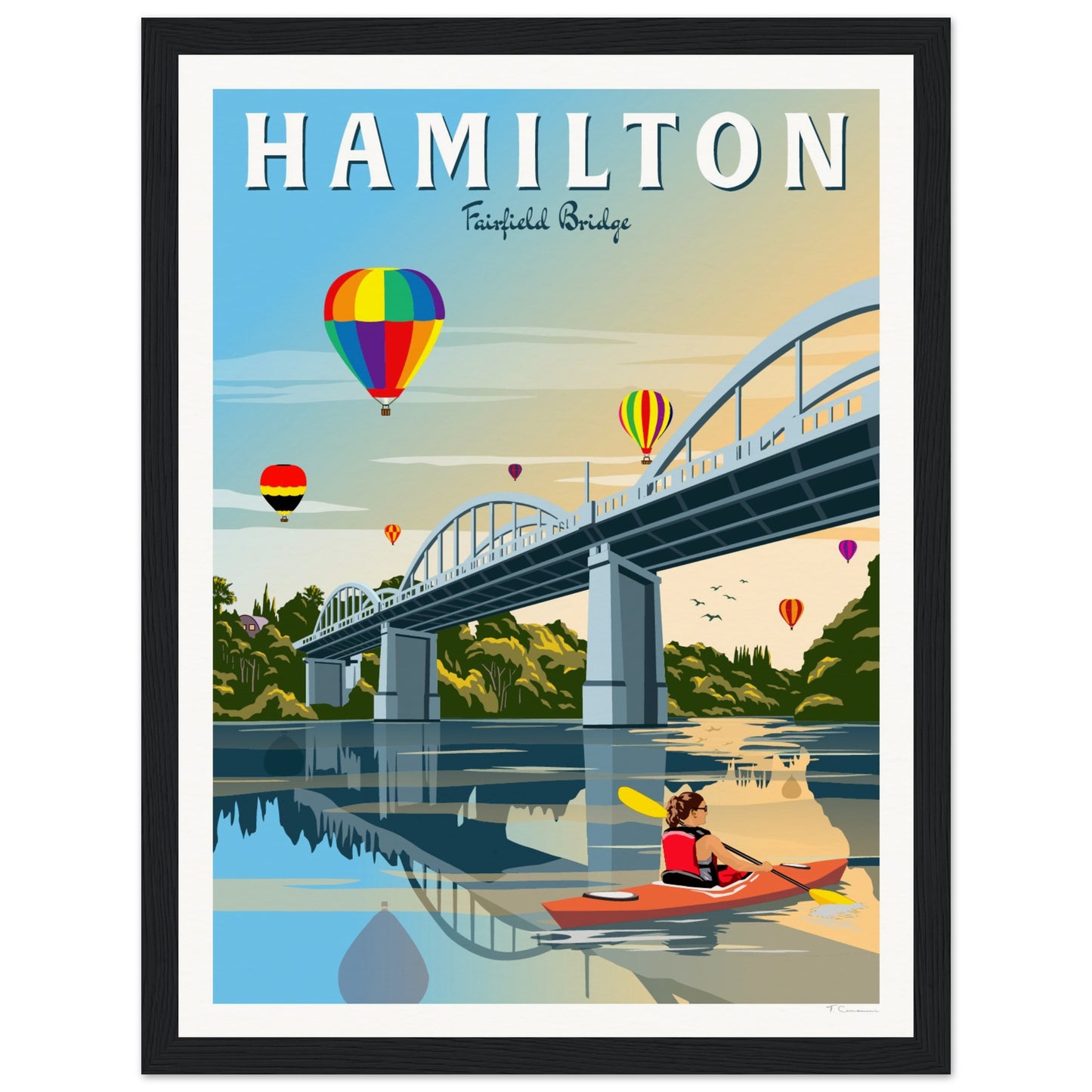 Hamilton - Fairfield Bridge - Travel Poster, New Zealand