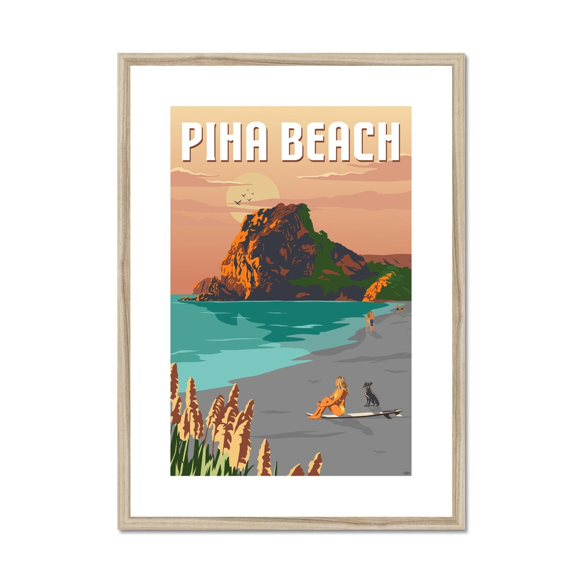 Piha Beach Framed & Mounted Print