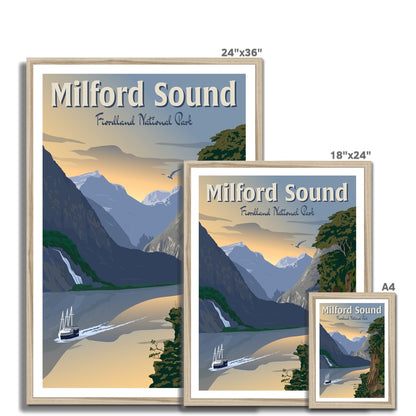 Milford Sound - Fiordland National Park - Travel Poster, New Zealand