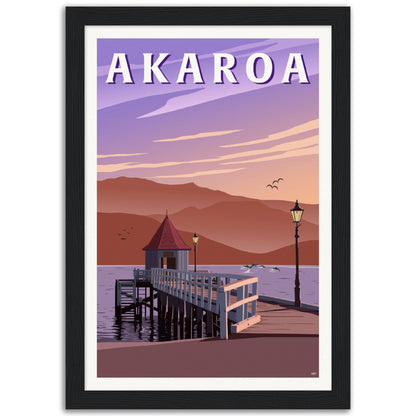 Akaroa Travel Poster, New Zealand