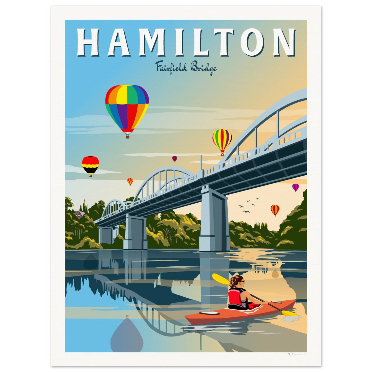 Hamilton - Fairfield Bridge - Travel Poster, New Zealand