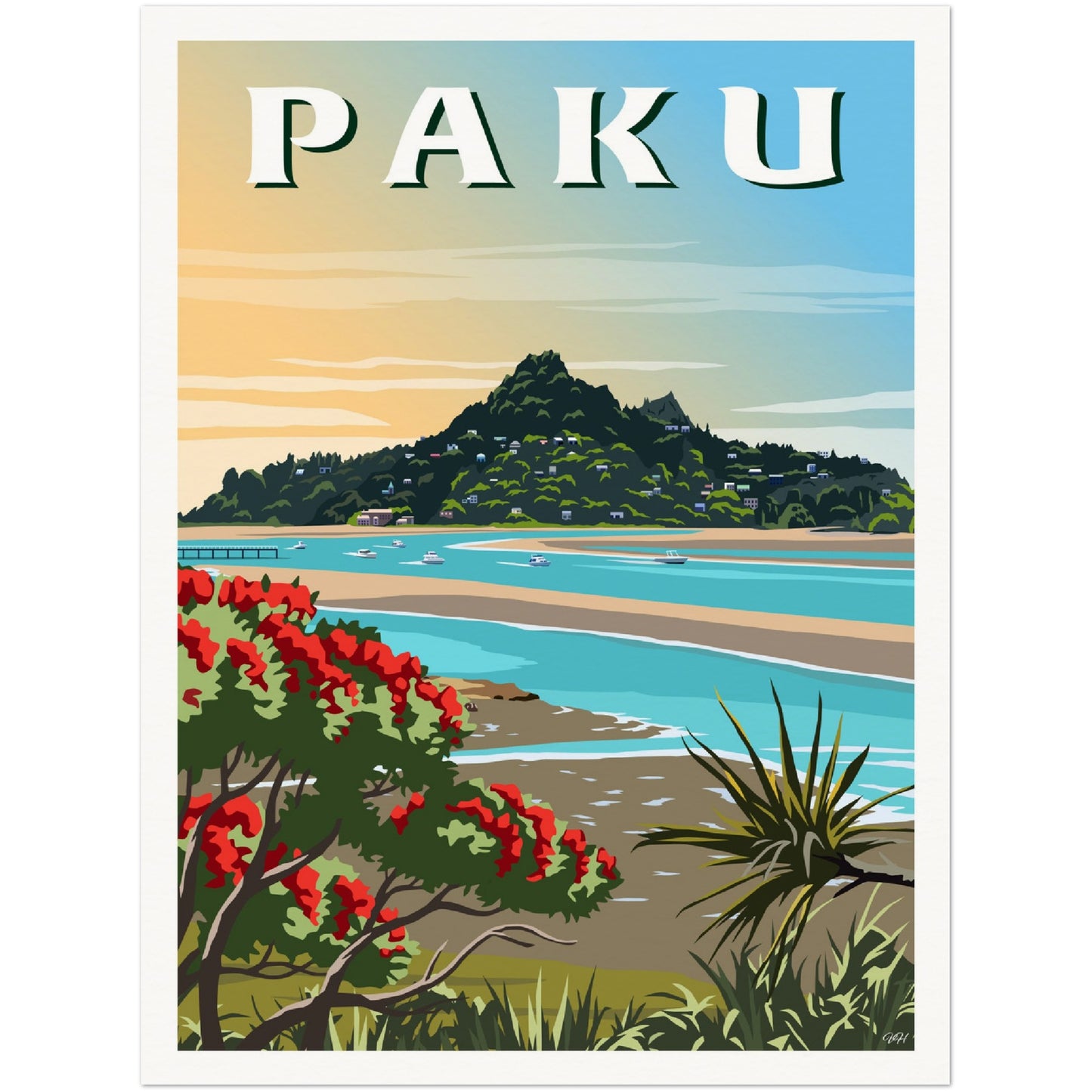Mount Paku Travel Poster, Tairua, New Zealand