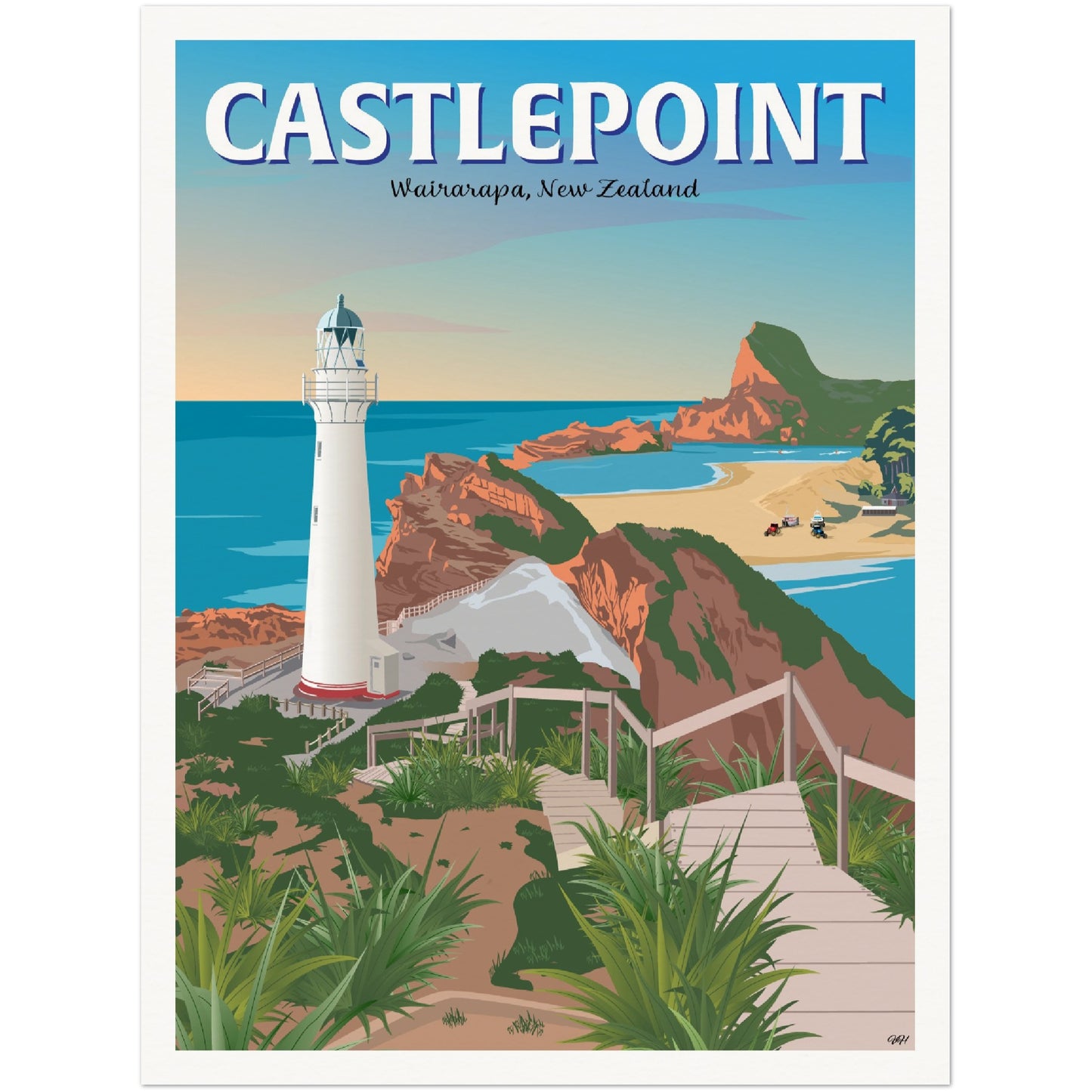 Castlepoint - Wairarapa, New Zealand - Travel Poster