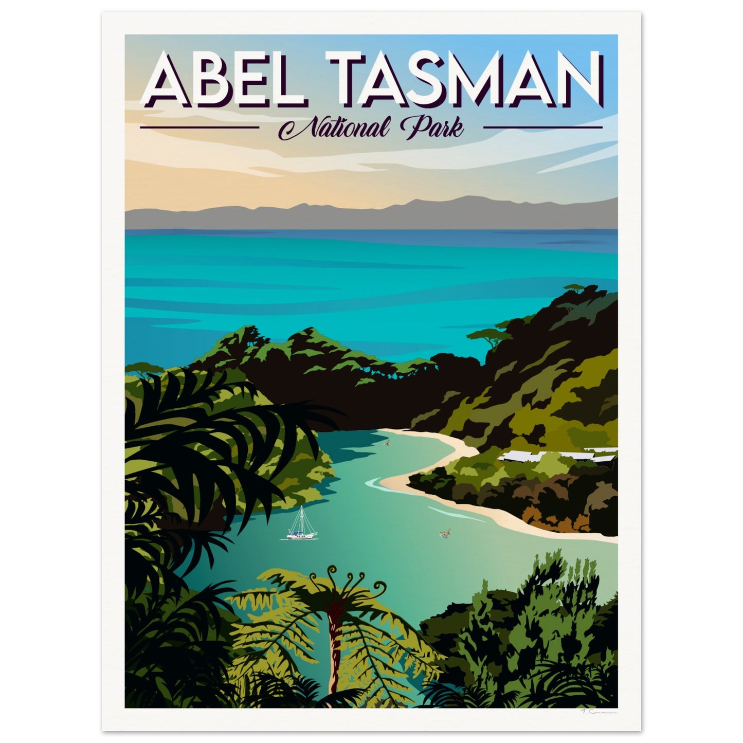 Abel Tasman National Park Travel Poster, New Zealand
