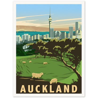 Mount Eden, Auckland Travel Poster, New Zealand