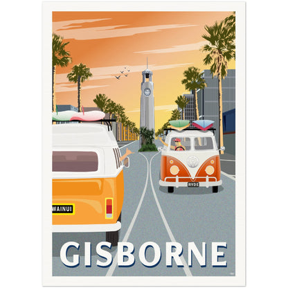 Gisborne - Sunrise - Travel Poster, New Zealand