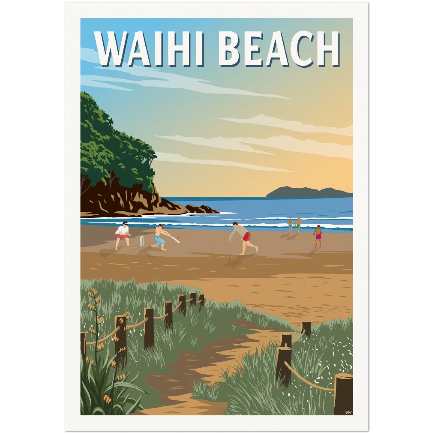 Waihi Beach Travel Poster, New Zealand