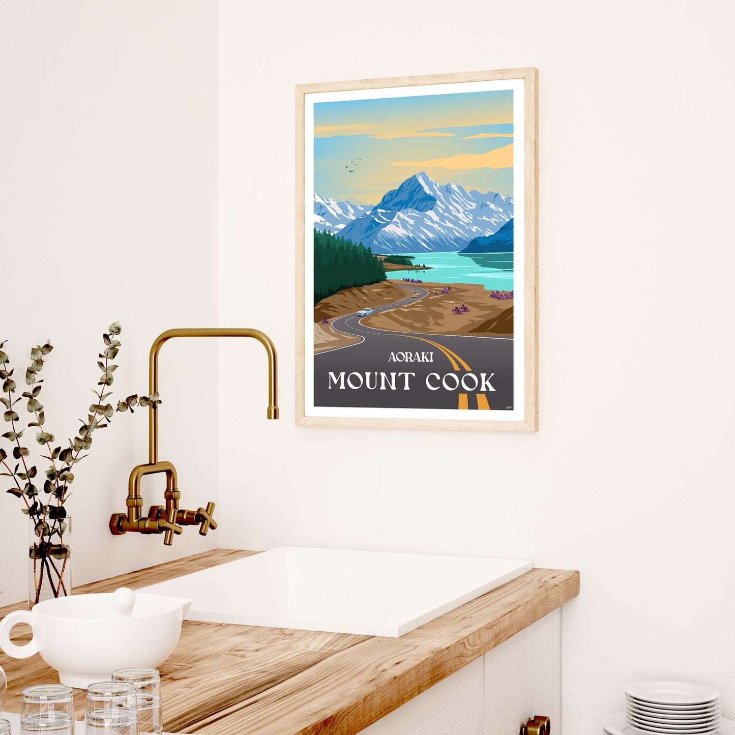 Aoraki - Mount Cook Travel Poster, New Zealand