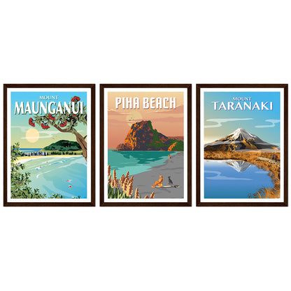 The Surf Highway Triptych - Piha, Taranaki, Mt Maunganui