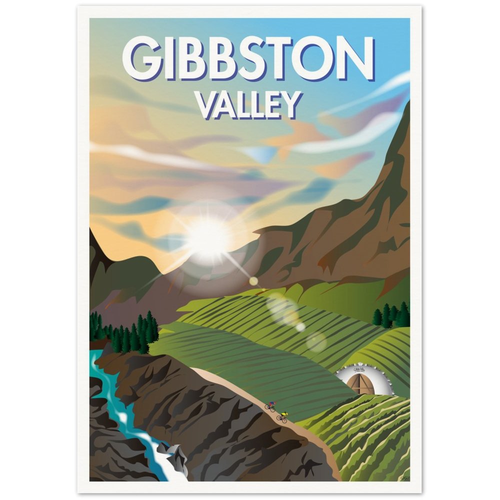 Gibbston Valley Travel Poster, New Zealand - VivaHome