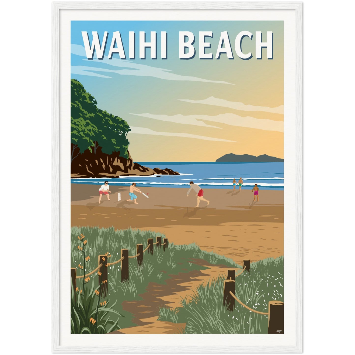 Waihi Beach Travel Poster, New Zealand