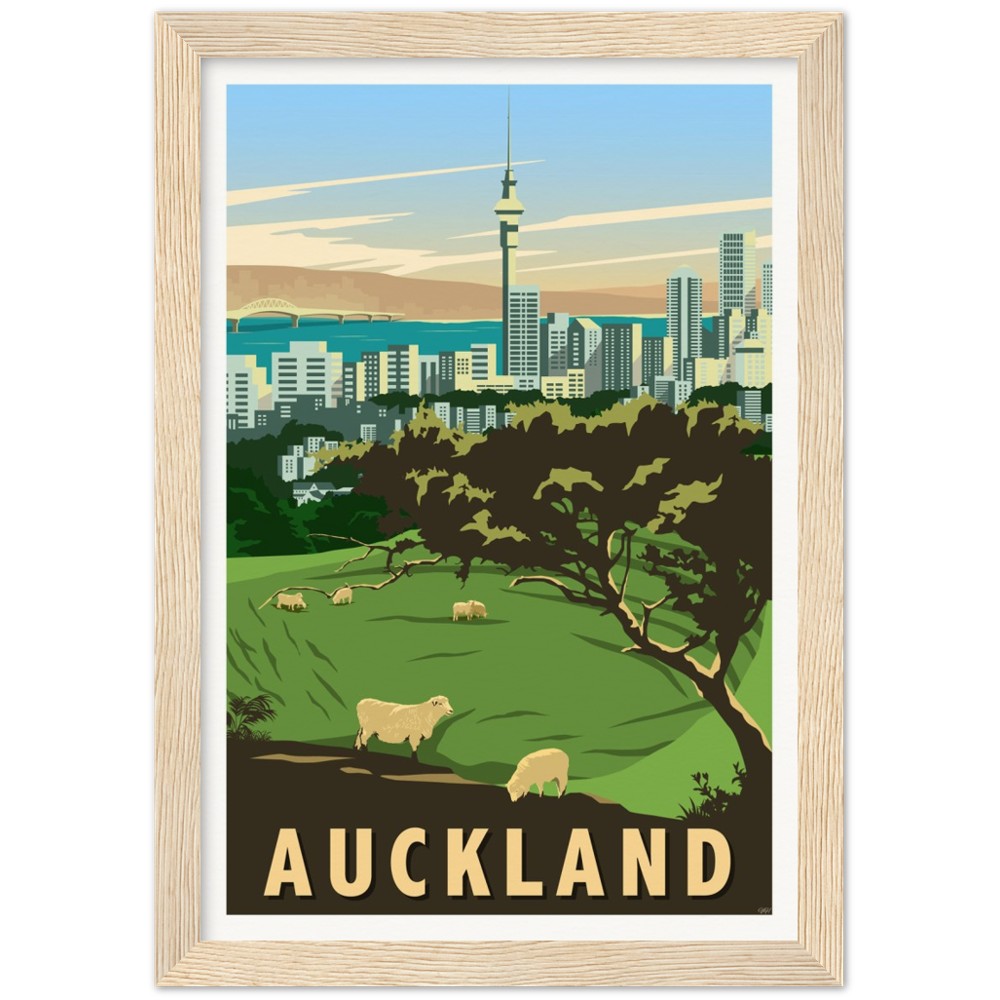Mount Eden, Auckland Travel Poster, New Zealand