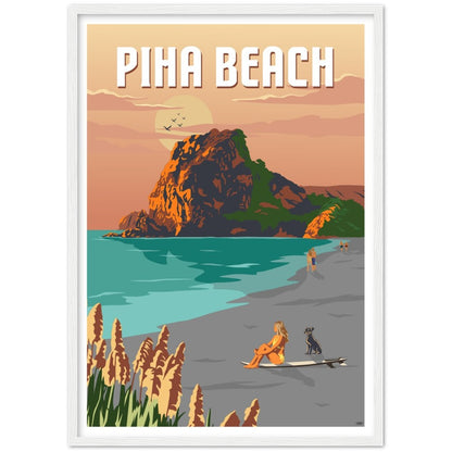Piha Beach Travel Poster, New Zealand