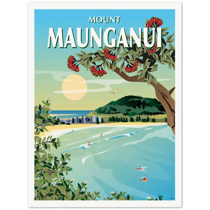 Mount Maunganui Travel Poster, New Zealand