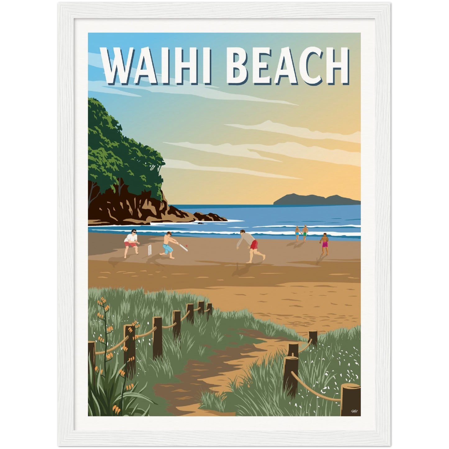 Waihi Beach Travel Poster, New Zealand