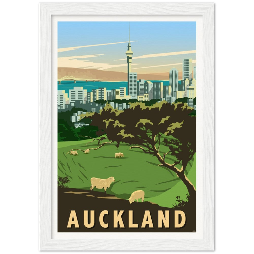 Mount Eden, Auckland Travel Poster, New Zealand