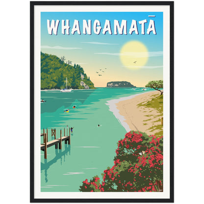 Whangamatā Travel Poster, New Zealand