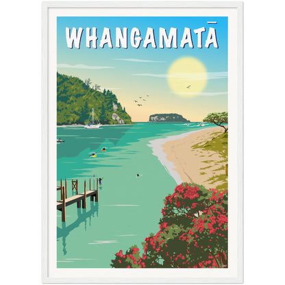 Whangamatā Travel Poster, New Zealand