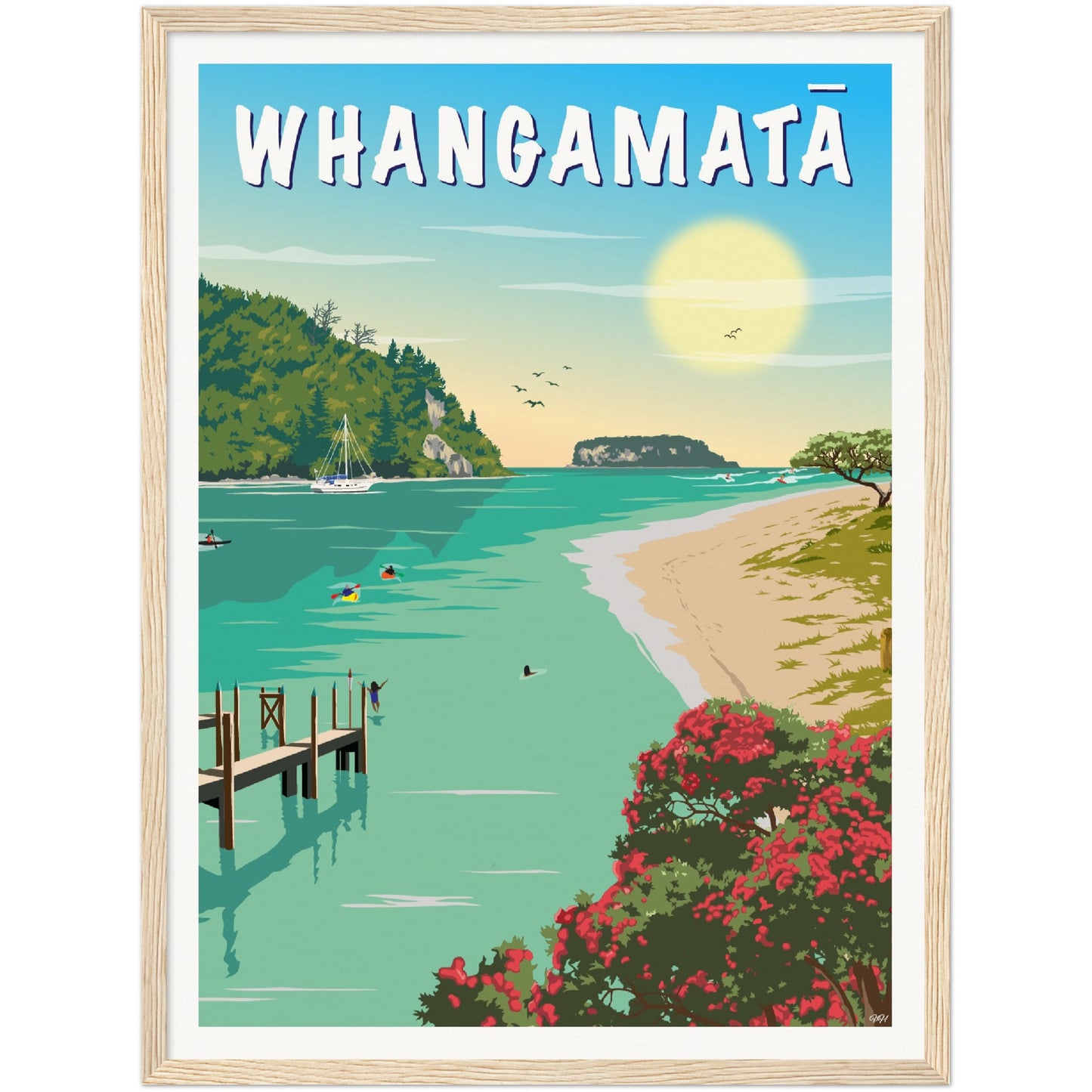 Whangamatā Travel Poster, New Zealand