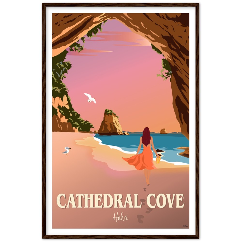 Cathedral Cove - Hahei - Travel Poster, New Zealand