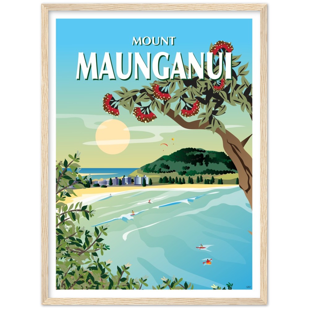 Mount Maunganui Travel Poster, New Zealand