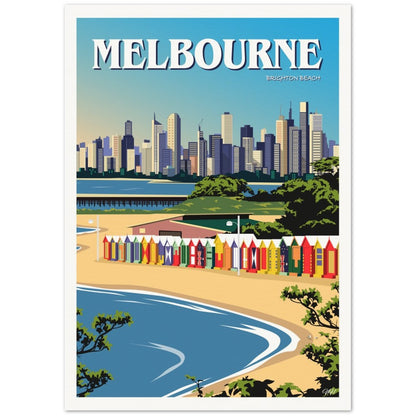 Melbourne - Brighton Beach - Travel Poster, Australia