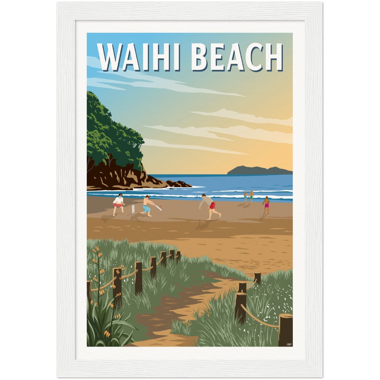Waihi Beach Travel Poster, New Zealand