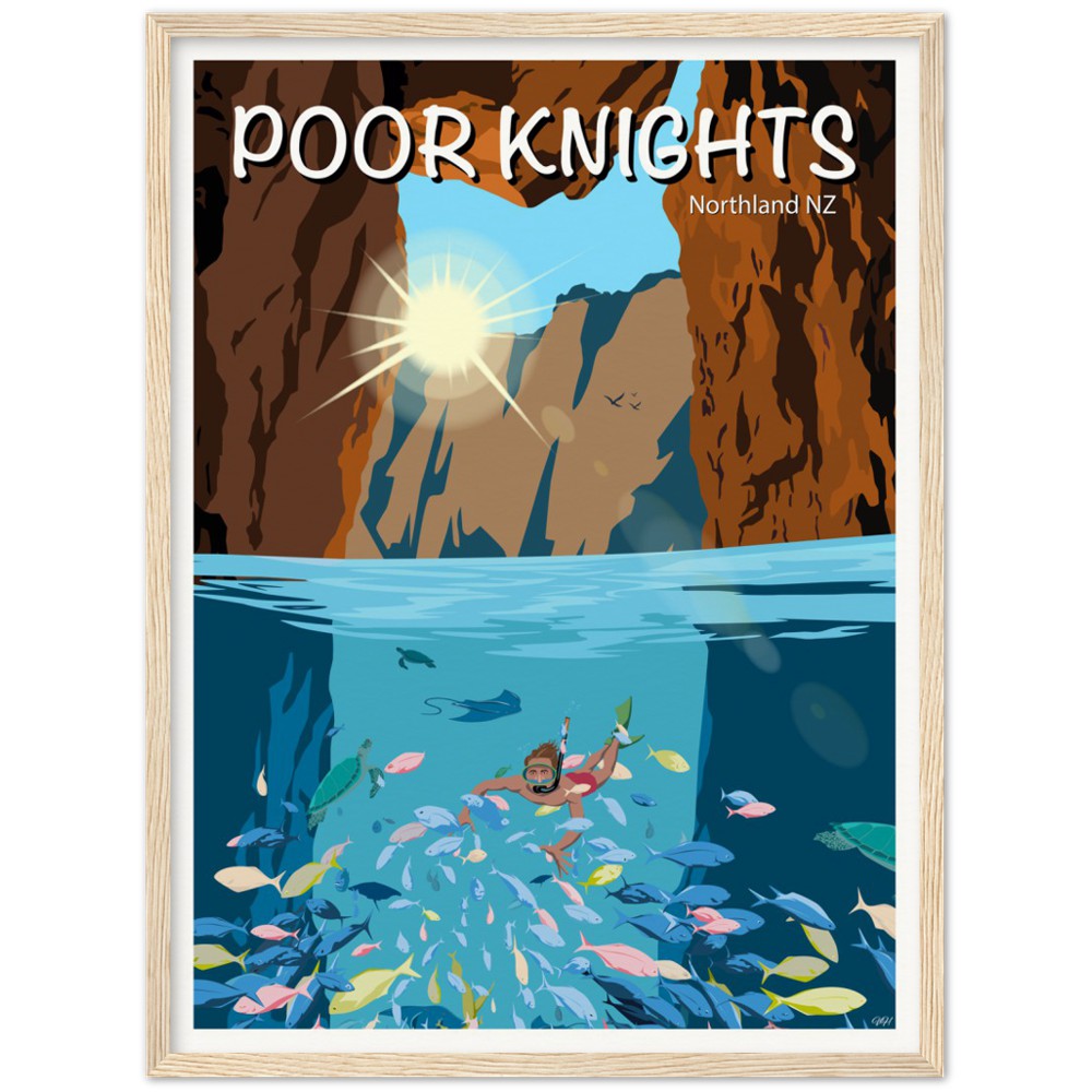 Poor Knights Travel Poster, New Zealand