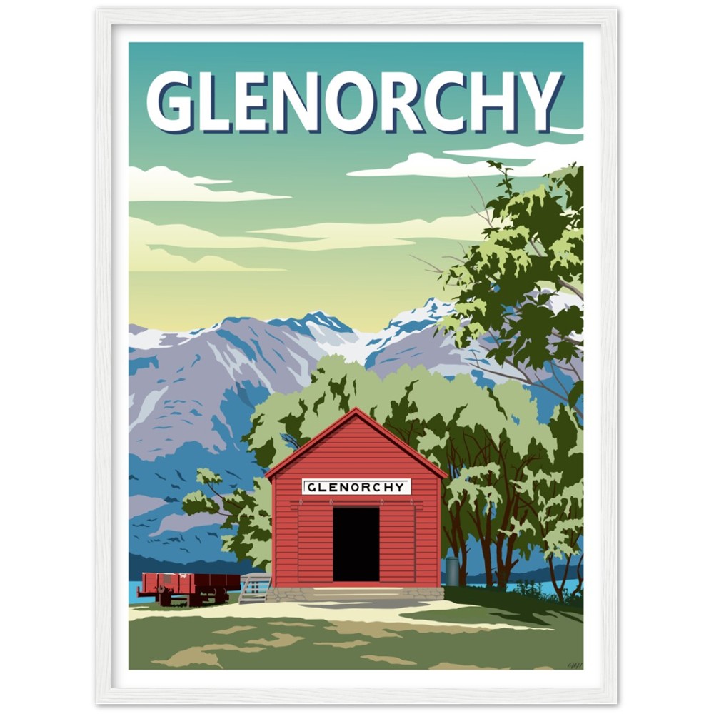 Glenorchy Shed Summer Travel Poster, New Zealand