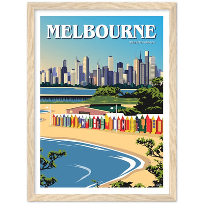 Melbourne - Brighton Beach - Travel Poster, Australia