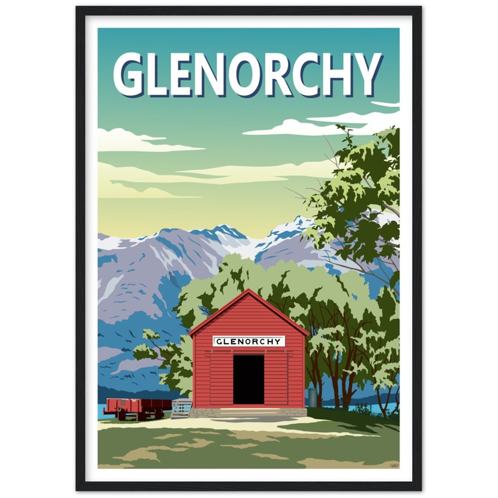 Glenorchy Shed Summer Travel Poster, New Zealand