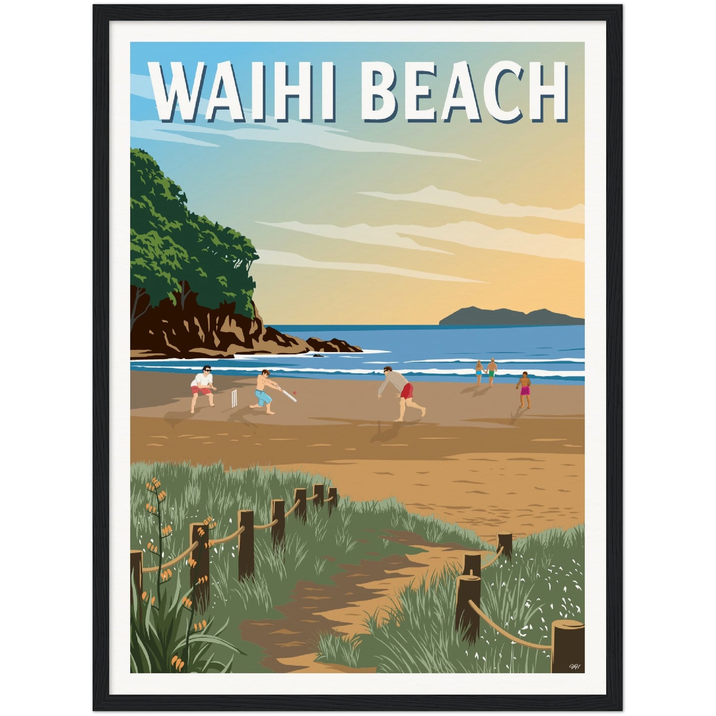 Waihi Beach Travel Poster, New Zealand